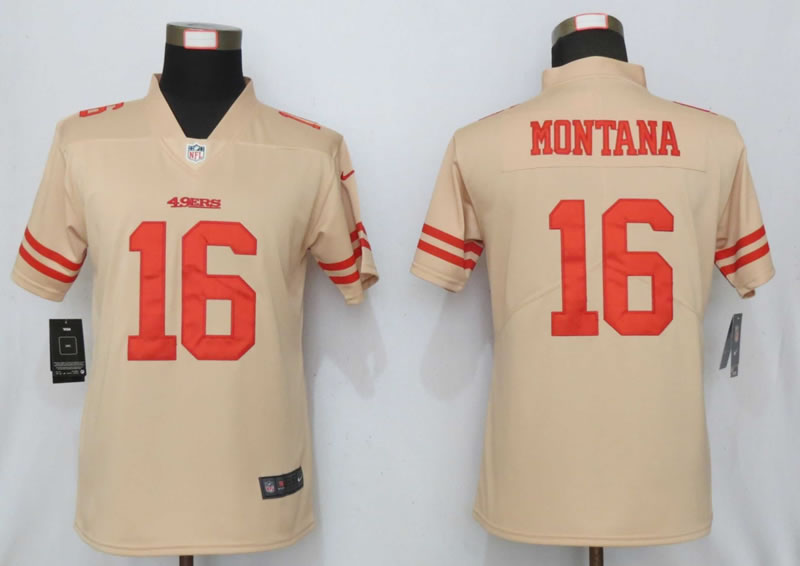 Women Nike San Francisco 49ers 16 Montana Vapor Untouchable Nike Gold Inverted Limited Jersey,We sell and wholesale Women Nike San Francisco 49ers 16 Montana Vapor Untouchable Nike Gold Inverted Limited Jersey on line form chian!